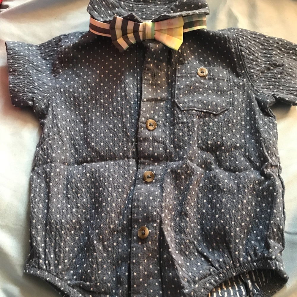 Dress shirt onesie with bow tie